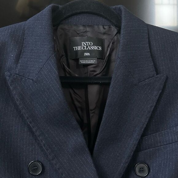 Zara Limited Edition Wool Blend Striped Blazer - Picture 5 of 12